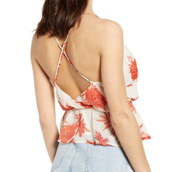 ASTR the Label Nordstrom Floral Peplum Tank Top Strappy Back Cami Red Size XL - Picture 2 of 6